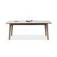 Mesa de comedor rectangular de piedra blanca contemporánea con 4 pies