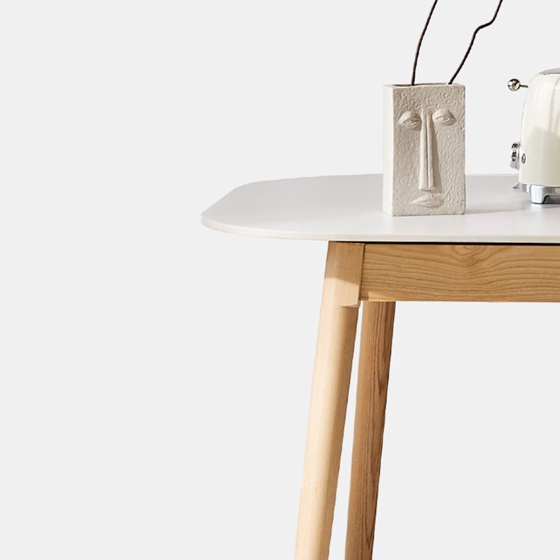 Table rectangulaire de style moderne en pierre frittée avec pieds en bois pour la maison