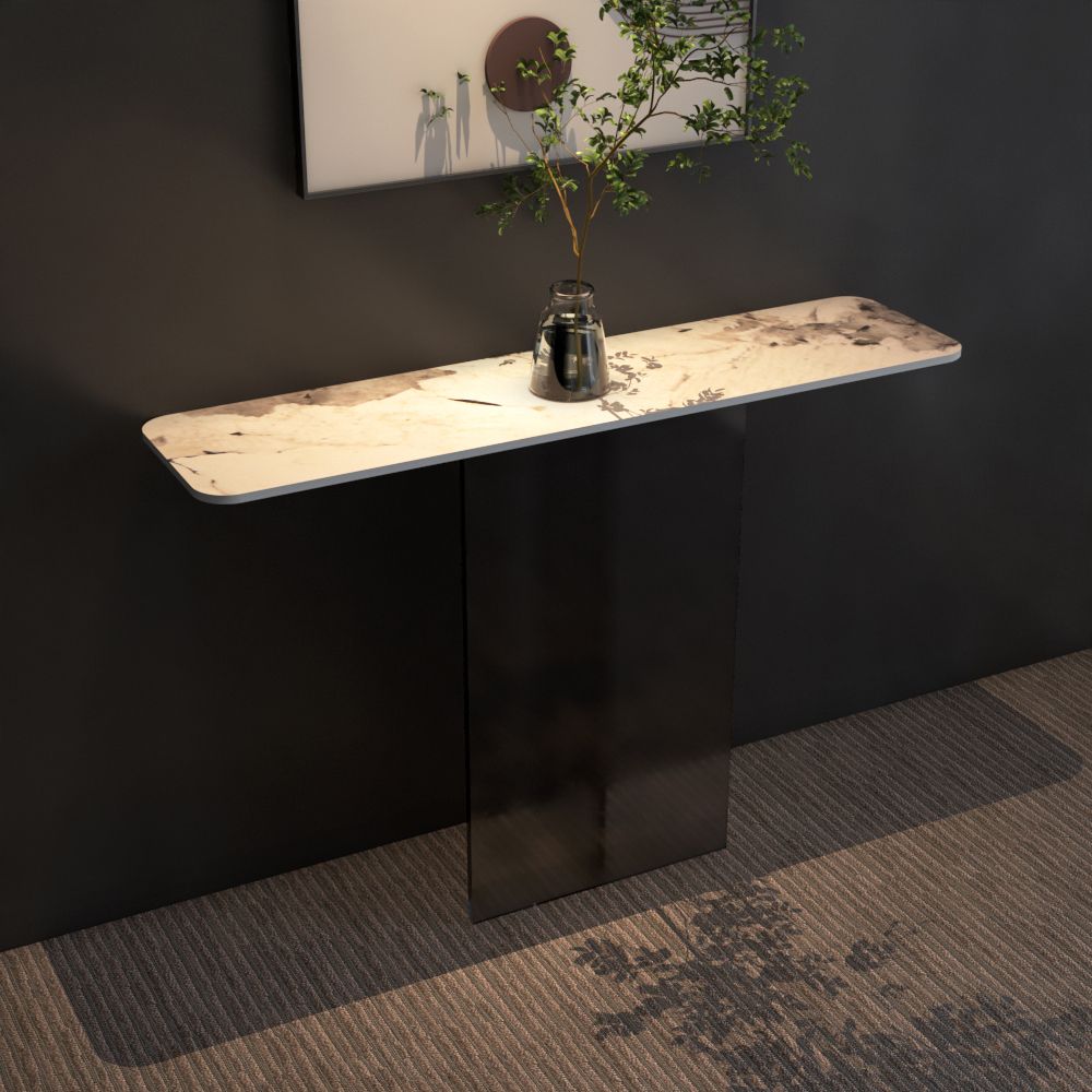 Tavolo della console contemporanea a forma di rettangolo oro/console in pietra nera