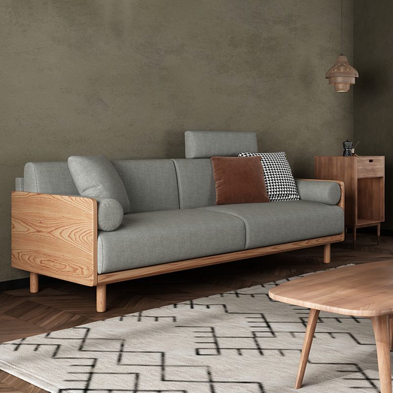 Canapé de linge de lin à braquette standard gris contemporain.