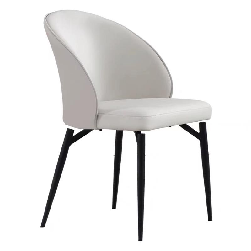 Chaise de salle à manger rembourrée en cuir chaise latéral contemporaine avec base noire