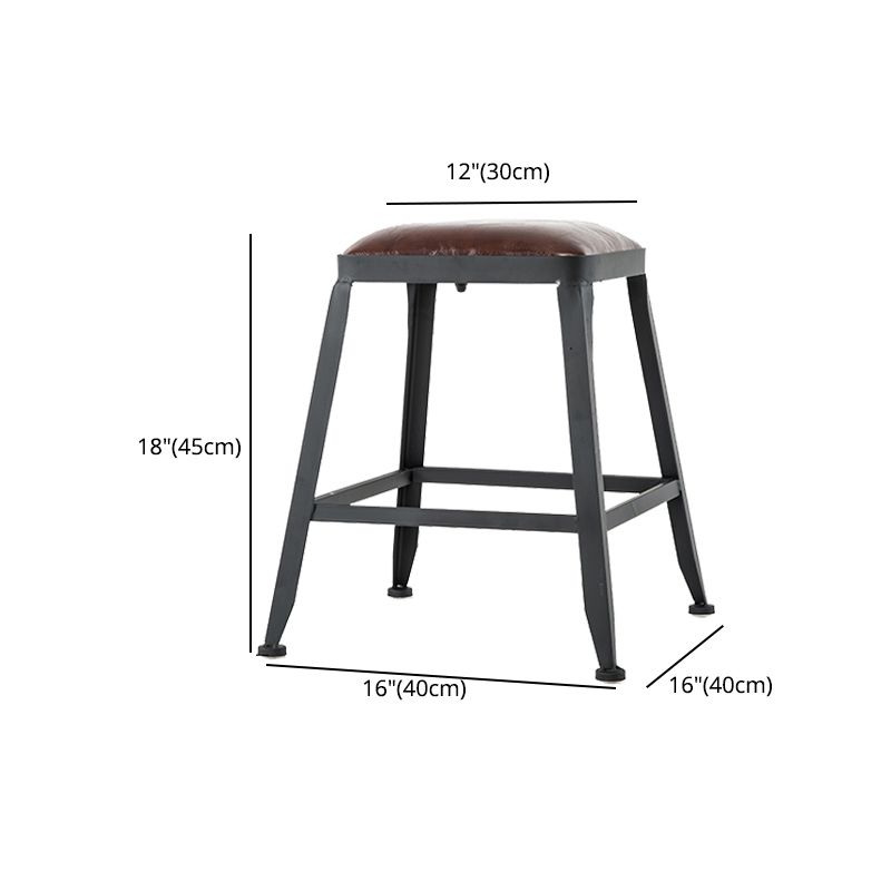 Industrial Style Square Leather Seat with Metal Legs Counter Stool for Kitchen Bar Clearhalo 'Bar Furniture' 'Bar Stools' 'bar_stools' 'furn' 'furn_bar_stools' 'furniture_bar_stools' 'Kitchen & Dining Furniture' 'kitchen&dining_furn' 'kitchen' 'kitchen_furn' Furniture' 1200x1200_06761313-13c4-456d-9aff-a9e92ad53f1e