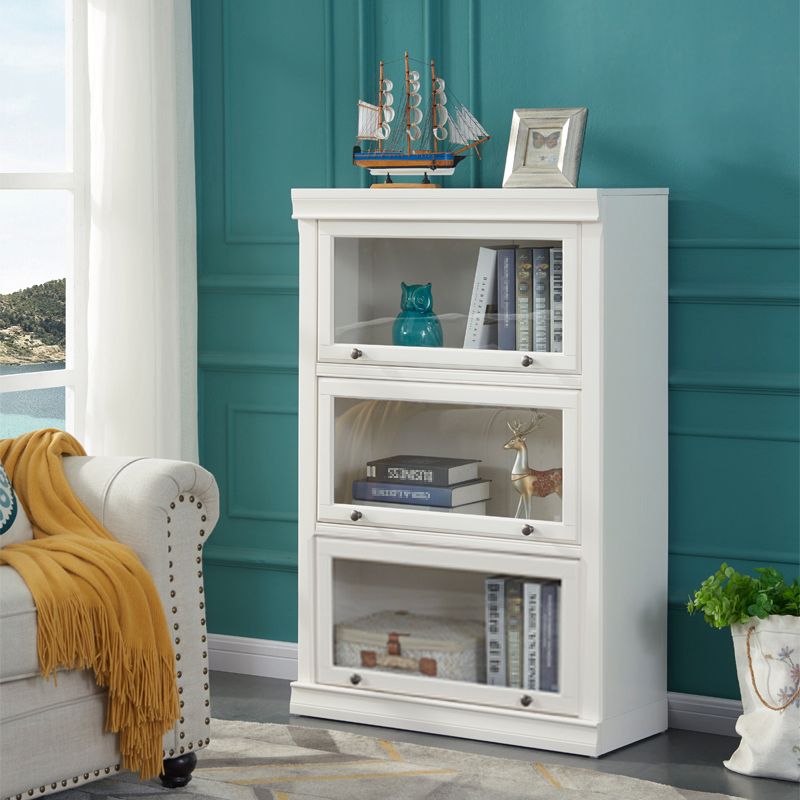 Urban Wooden Shelf Bookcase White Closed Back Bookshelf with Doors