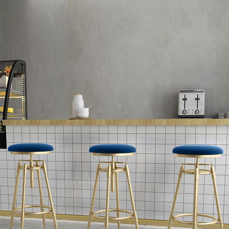 Scandinavian Metal Stool Upholstered Round Seat Counter Stool