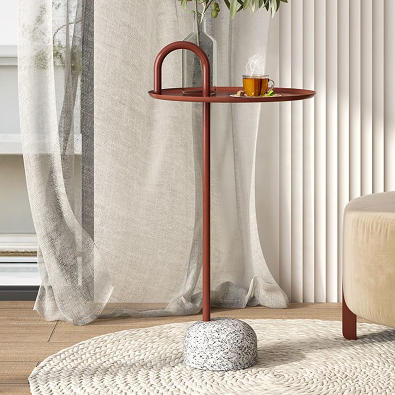 Mesa de esquina de pedestal de la mesa del lado de hierro de mediados de siglo para la sala de estar para la sala de estar