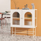 Modern Iron Sideboard Glass Doors Cabinets Dining Server with Light for Living Room Clearhalo 'buffet_sideboard' 'Buffets & Sideboards' 'furn' 'furn_buffet_sideboard' 'Furniture' 'Kitchen & Dining Furniture' 1200x1200_067d8c52-3829-41d8-b35a-bbb102c2c80e