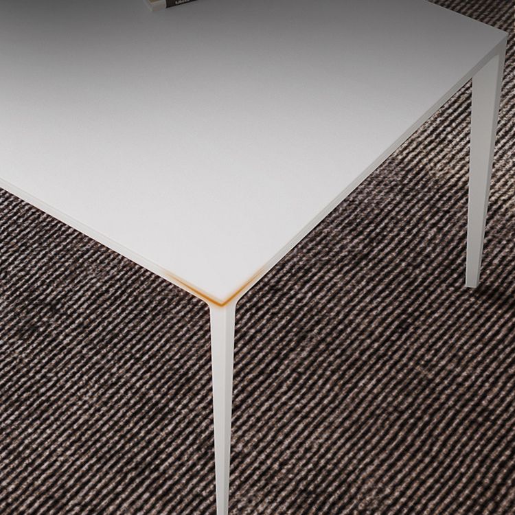 Modern Rectangle Dining Table Sintered Stone Dining Table with 4 White Legs for Home Kitchen Dinner Clearhalo ' dining_table' 'Dining Tables & Seating' 'Dining Tables' 'Furniture' 'furniture_dining_table' 'Kitchen & Dining Furniture' 'kitchen&dining_furn' 'kitchen' 'kitchen_dining_table' 1200x1200_067e008c-7695-4174-9fb7-4a35611d5469