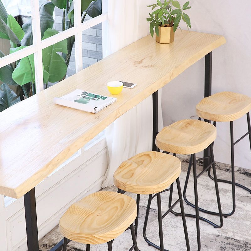 Metal 41.3-inch Bar Table Rectangular Wood Top Bistro Pub Table with Black Base Clearhalo 'Bar Furniture' 'Bar Tables' 'bar_tables' 'furn' 'furn_bar_tables' 'Furniture' 'Kitchen & Dining Furniture' 1200x1200_067ec91d-e76c-4a75-bb8a-ad443ac42d38
