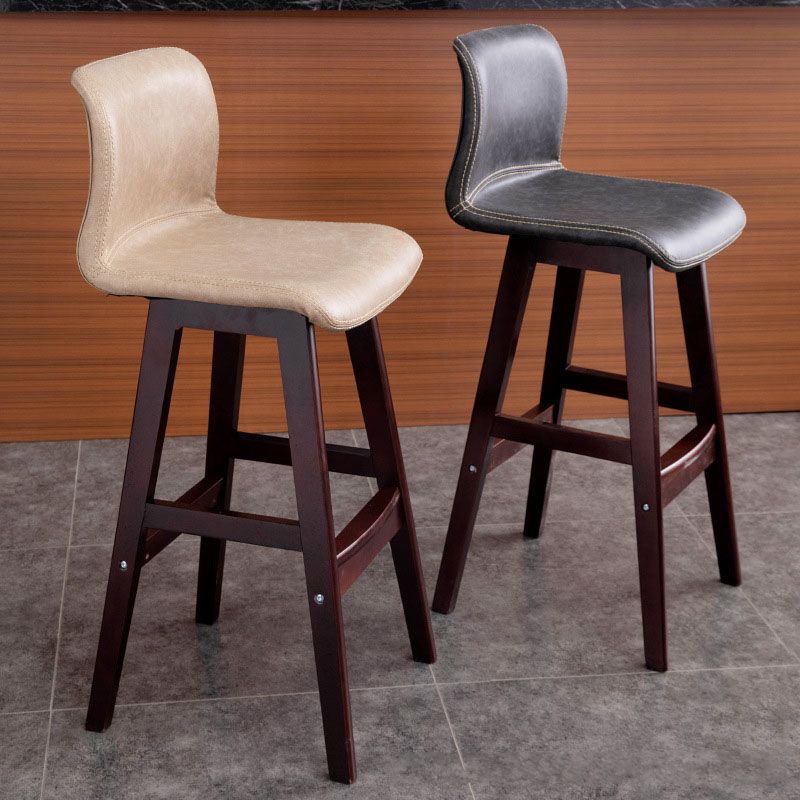 Scandinavian Rubberwood Home Stool Matte Finish Leather Barstool Clearhalo 'Bar Furniture' 'Bar Stools' 'bar_stools' 'Furniture' 'furniture_bar_stools' 'Kitchen & Dining Furniture' 1200x1200_06801e7b-bb8f-42a1-ad2e-96295cb66bb6