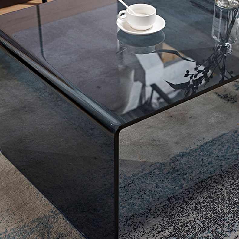 Contemporary Rectangle Glass Coffee Table with Sled Base Cocktail Table