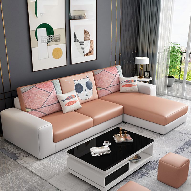 27.56"H Square Arm Sectional Removable Cushions Sofa and Chaise Clearhalo 'furn' 'furn_sectionals' 'Furniture' 'furniture_sectionals' 'kitchen' 'kitchen_sectionals' 'Living Room Furniture' 'Sectionals' 1200x1200_0681f769-0374-46c7-87e6-0dd3fd60d56b