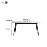 Mesa de cena de piedra rectangular industrial mesa de comedor de base de trípode negro