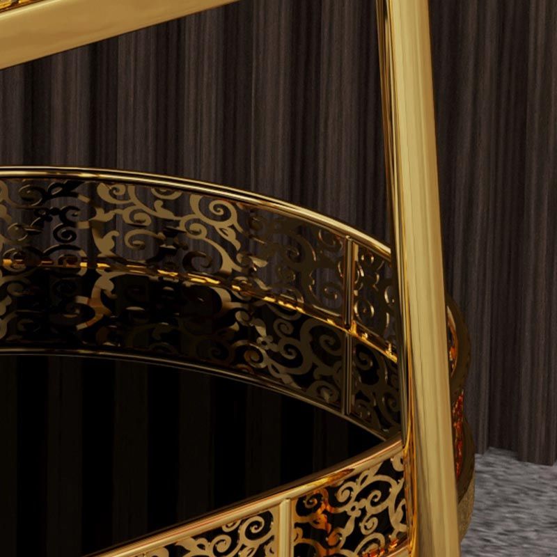 Tavolo da preparazione a vetro ovale contemporaneo 32.28 "H tavolo da preparazione a rotolamento per sala da pranzo