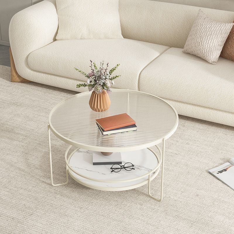 3 Legs Round Cocktail Table Glass Top Coffee Table with Shelf Clearhalo 'Coffee & Accent Tables' 'Coffee Tables' 'coffee_tables' 'furn' 'furn_coffee_tables' 'Furniture' 'Living Room Furniture' 1200x1200_068495aa-73b6-4481-ac10-a8b565bdcf6b