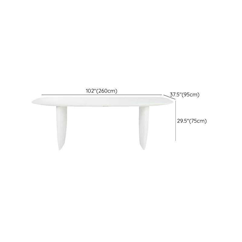 Rectangle White Indoor Dining Table Modern Dinette Table with Double Pedestal Clearhalo 'Dining Tables & Seating' 'Dining Tables' 'dining_table' 'furn' 'furn_dining_table' 'Furniture' 'Kitchen & Dining Furniture' 1200x1200_0684e640-d1ac-4a2b-816d-bfb06ab45f06