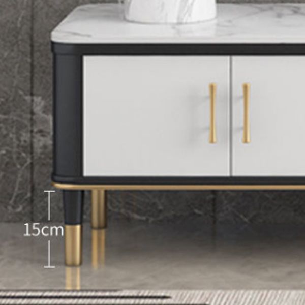Witte stenen top tv-kast luxueuze 1-open plank tv-standconsole met kasten
