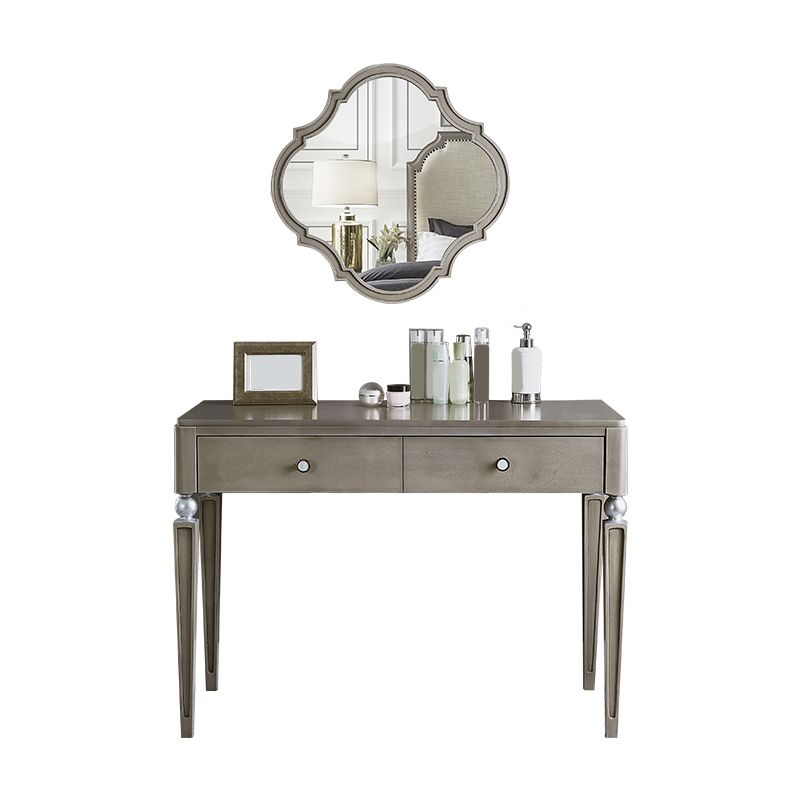 Two Piece Traditional Mirrored Vanity Set Solid Wood Dressing Table