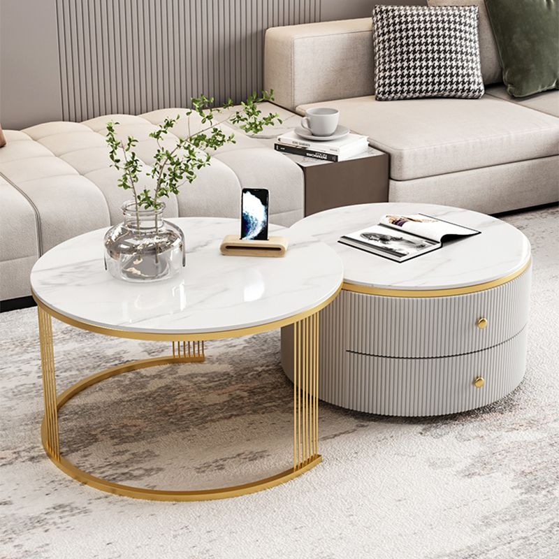Slate Round Coffee Table Frame Nesting Coffee Table Set for Living Room Clearhalo 'Coffee & Accent Tables' 'Coffee Tables' 'coffee_tables' 'furn' 'furn_coffee_tables' 'Furniture' 'Living Room Furniture' 1200x1200_0687467a-52c7-4809-8091-f4c507d004f1