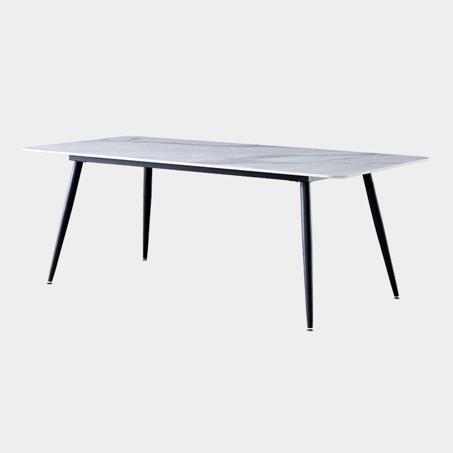 Metal Industrial Rectangle Dining Table Sintered Stone Table with 4 Black Legs Clearhalo ' dining_table' 'Dining Tables & Seating' 'Dining Tables' 'furn' 'furn_dining_table' 'Furniture' 'furniture_dining_table' 'Kitchen & Dining Furniture' 'kitchen&dining_furn' 'kitchen' 'kitchen_dining_table' 1200x1200_06875c94-3110-4fb1-8b10-f05cc27e4e00