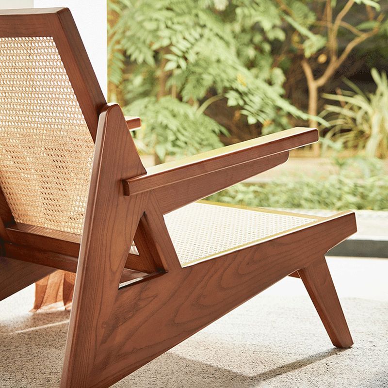 Mid-century Modern Rubberwood Solid Wood Frame Square Arms Chair Clearhalo 'Accent Chairs' 'accent_chairs' 'Chairs & Seating' 'furn' 'furn_accent_chairs' 'Furniture' 'Living Room Furniture' 1200x1200_068a4202-c335-4e44-867e-257180e9978c