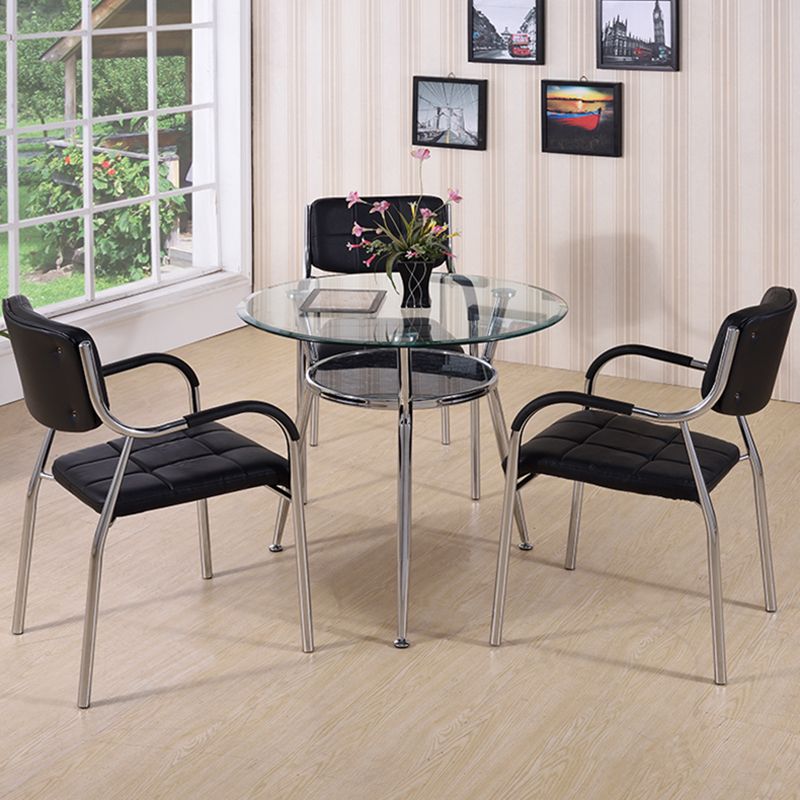Modern Style Glass Dining Table Clear Round Table with 3 Legs for Home Use Clearhalo ' dining_table' 'Dining Tables & Seating' 'Dining Tables' 'furn' 'furn_dining_table' 'Furniture' 'furniture_dining_table' 'Kitchen & Dining Furniture' 'kitchen&dining_furn' 'kitchen' 'kitchen_dining_table' 1200x1200_068a4c86-d92a-4531-9050-566849792288