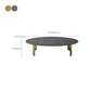 Glam Oval Stone Top Coffee Table with Steel Base Cocktail Table Clearhalo 'Coffee & Accent Tables' 'Coffee Tables' 'coffee_tables' 'furn' 'furn_coffee_tables' 'Furniture' 'Living Room Furniture' 1200x1200_068ab573-904f-4e50-8377-895efc945baa