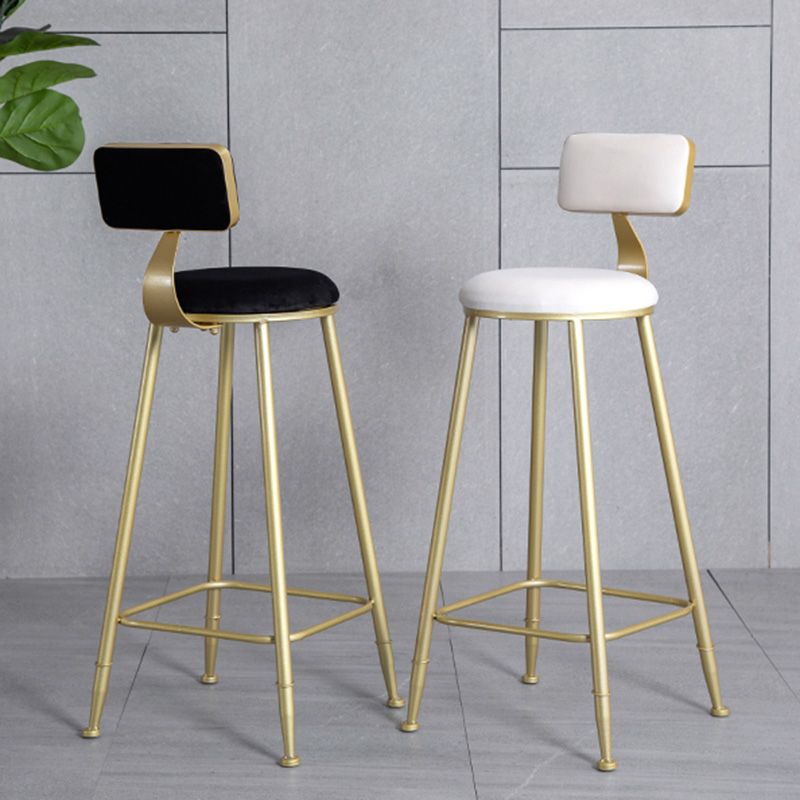 Glam Armless Backrest Counter Stool Steel Cafe Bar Stool with Velvet Cushion and Pedal Clearhalo 'Bar Furniture' 'Bar Stools' 'bar_stools' 'furn' 'furn_bar_stools' 'furniture_bar_stools' 'Kitchen & Dining Furniture' 'kitchen&dining_furn' 'kitchen' 'kitchen_furn' Furniture' 1200x1200_068c2e3b-c8ed-44c1-851b-15b123211585
