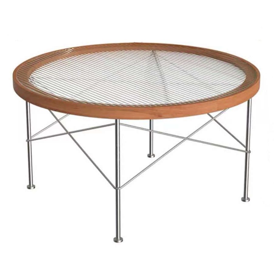 Modern Cross Legs Coffee Table Round Glass Top Coffee Cocktail Table for Living Room Clearhalo 'Coffee & Accent Tables' 'Coffee Tables' 'coffee_tables' 'furn' 'furn_coffee_tables' 'Furniture' 'Living Room Furniture' 1200x1200_068e4ad1-652e-47b5-bc6d-fa08fc43bcfb