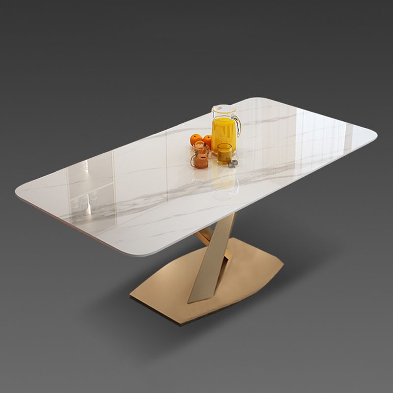 Sintered Stone Top Rectangle Table for Restaurant Luxury Dining Table with Gold Pedestal Clearhalo ' dining_table' 'Dining Tables & Seating' 'Dining Tables' 'furn' 'furn_dining_table' 'Furniture' 'furniture_dining_table' 'Kitchen & Dining Furniture' 'kitchen&dining_furn' 'kitchen' 'kitchen_dining_table' 1200x1200_0691cd40-15e6-48d7-b250-89e019f0762e