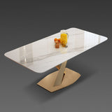 Sintered Stone Top Rectangle Table for Restaurant Luxury Dining Table with Gold Pedestal Clearhalo ' dining_table' 'Dining Tables & Seating' 'Dining Tables' 'furn' 'furn_dining_table' 'Furniture' 'furniture_dining_table' 'Kitchen & Dining Furniture' 'kitchen&dining_furn' 'kitchen' 'kitchen_dining_table' 1200x1200_0691cd40-15e6-48d7-b250-89e019f0762e