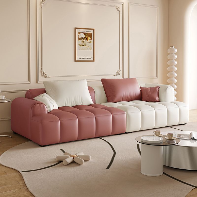 Scandinavian Faux Leather Pillow Back Recessed Arm Sofa For Living Room Clearhalo 'furn' 'furn_sofas' 'Furniture' 'Living Room Furniture' 'Sofa' 'sofas' 1200x1200_069239e7-f194-4f5c-b8c9-cd71f8fcf358