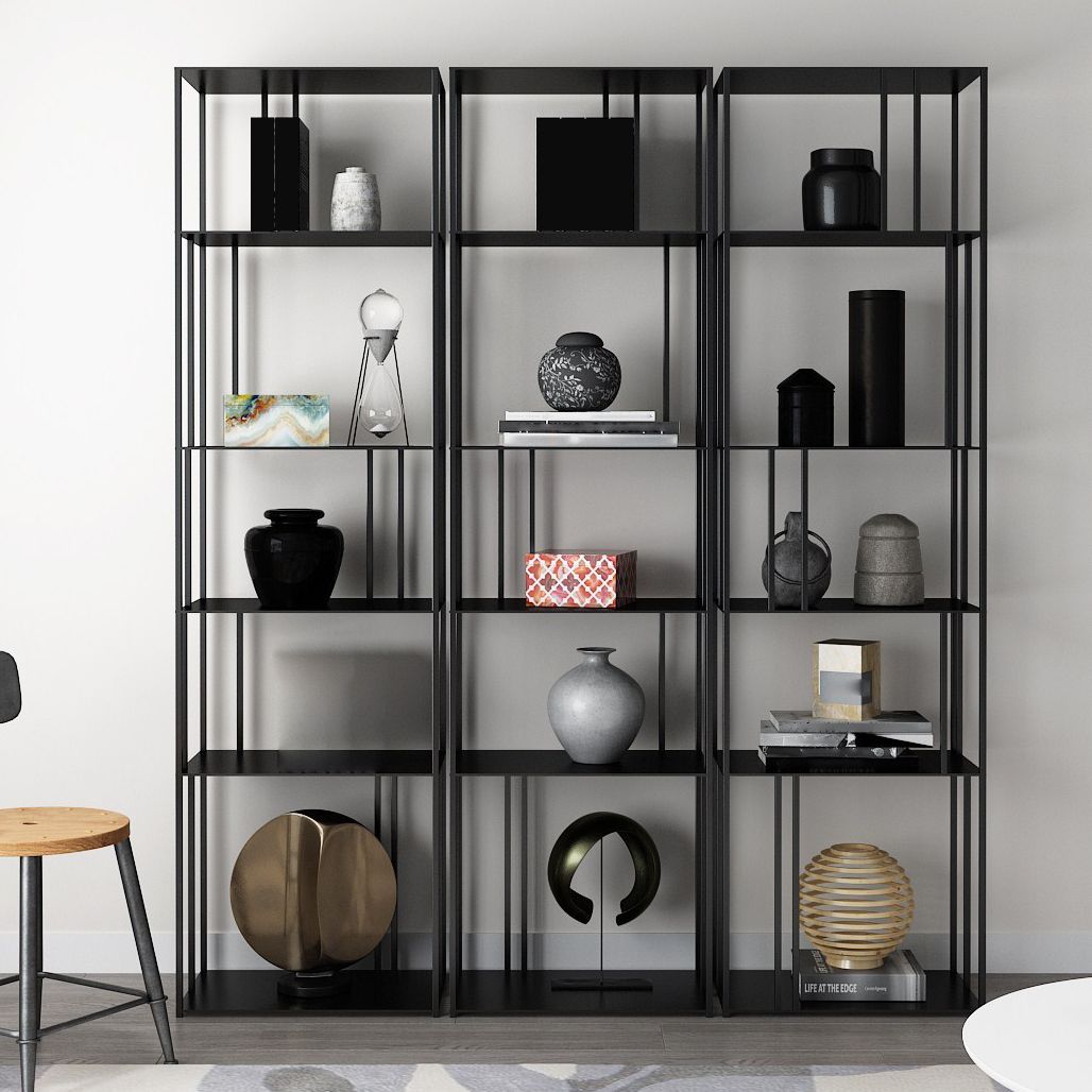 Office Etagere Bookshelf Modern Bookcase with Rectangle Shelves