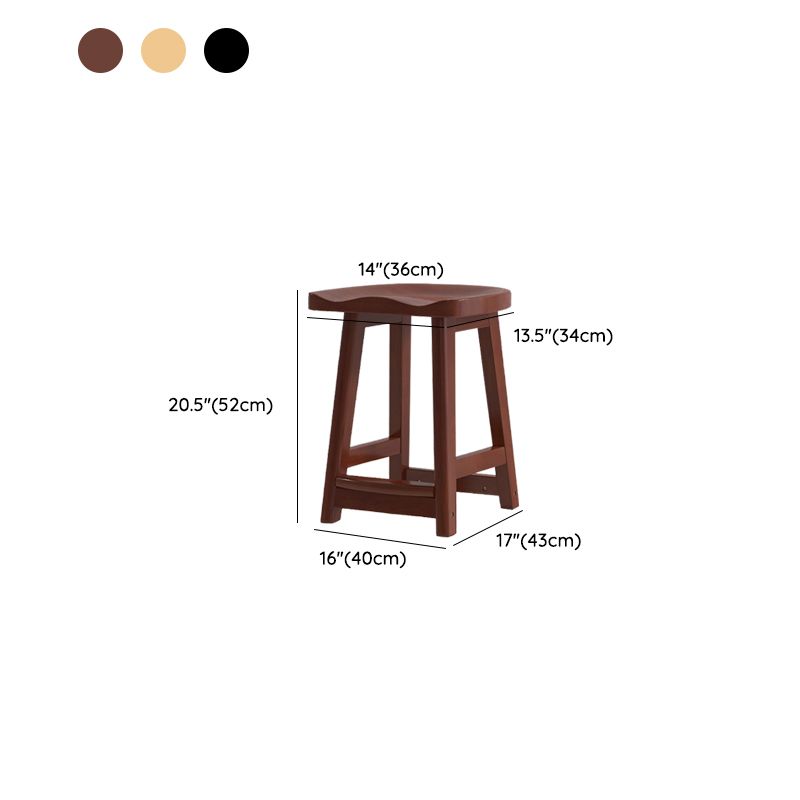 コンテンポラリーソリッドウッドバースツールサドルシートバースツールとフットレスト