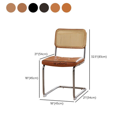 Upholstered Side Chair Modern Style Open Back Armless Chair with Chrome Base