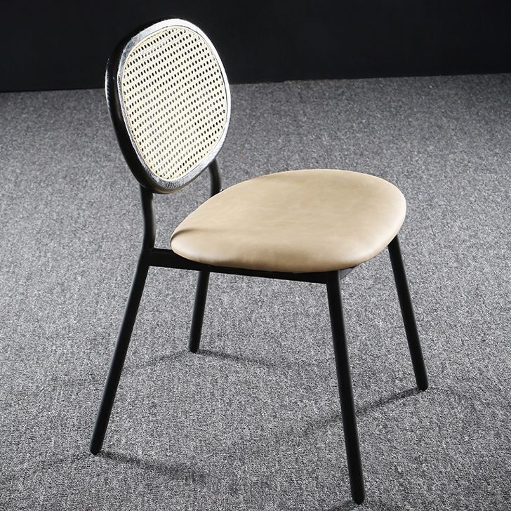 Contemporary Cane Back Chair Faux Leather Dining Side Chair for Indoor Clearhalo 'Dining Chairs' 'Dining Tables & Seating' 'dining_chair' 'furn' 'furn_dining_chair' 'Furniture' 'furniture_dining_chair' 'Kitchen & Dining Furniture' 1200x1200_069b1f86-0777-47ea-b014-511559d841e0