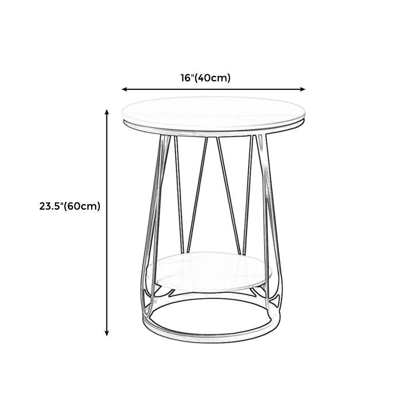 23.6 "Tall Modern Round Side End Table One Shelf bijzettafel met metalen frame