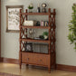 Etagere Open Back Bookshelf Nordic Solid Wood Bookcase with Drawer