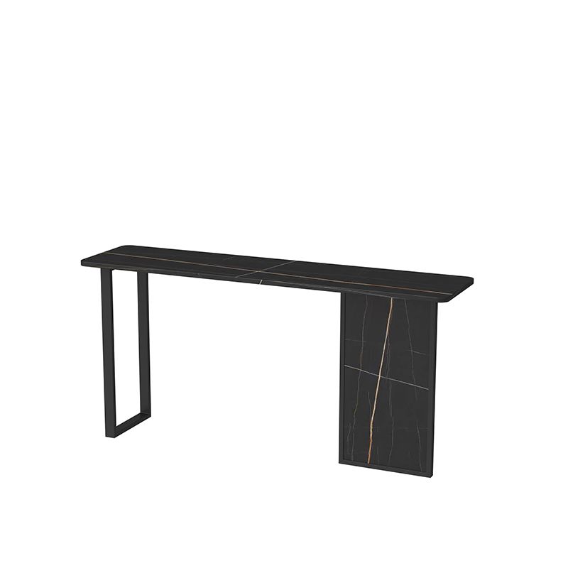 Tavolo di accento di base di ferro con top di pietra rettangolo per console Hall