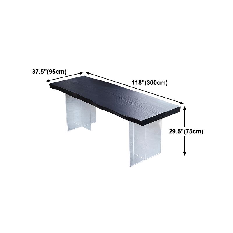 Black Modern Double Pedestal Table Rectangle Pine Solid Wood Top Dining table Clearhalo 'Dining Tables & Seating' 'Dining Tables' 'dining_table' 'furn' 'furn_dining_table' 'Furniture' 'furniture_dining_table' 'Kitchen & Dining Furniture' 1200x1200_069e7ed0-818c-425b-bdfb-487ad891ce3e