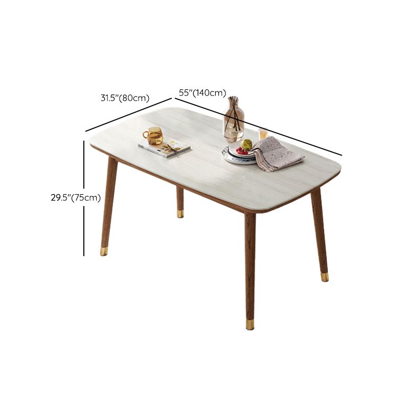 White Dinette Table with Wood Legs Modern Dining Table for Kitchen Clearhalo 'Dining Tables & Seating' 'Dining Tables' 'dining_table' 'furn' 'furn_dining_table' 'Furniture' 'Kitchen & Dining Furniture' 1200x1200_06a040e6-cc65-40a5-8db2-4858cfbb3f89