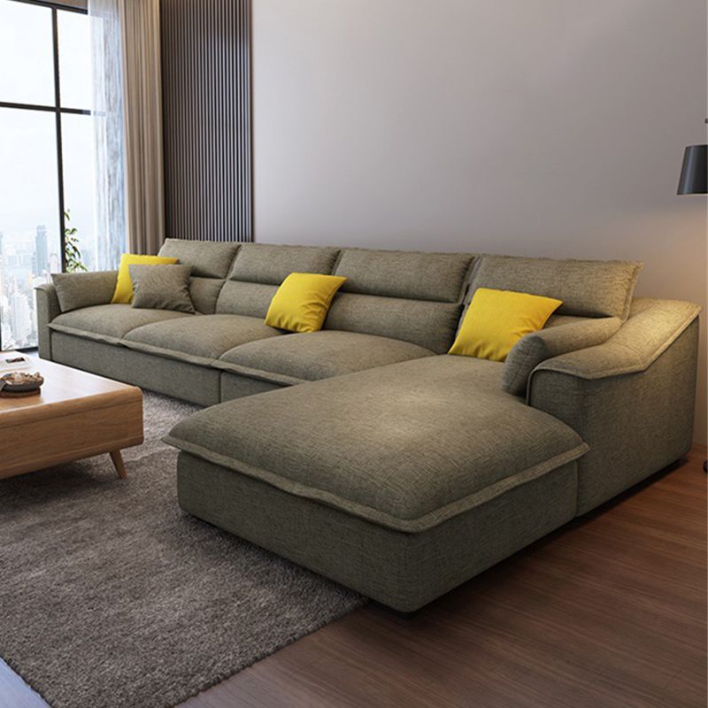 Moderno lino a 4 posti sezionale al braccio inclinato