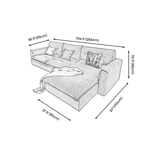 Modern Square Arm Sectional Gray Linen Sofa and Chaise for Apartment Clearhalo 'furn' 'furn_sectionals' 'Furniture' 'furniture_sectionals' 'kitchen' 'kitchen_sectionals' 'Living Room Furniture' 'Sectionals' 1200x1200_06a26571-3167-4963-97ea-4f7f5cc7eb7b
