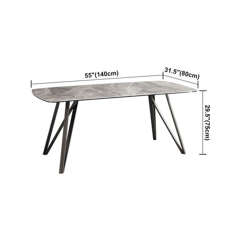 Modern Style Dining Table Sintered Stone Table with 4 Legs Carbon Steel Base Clearhalo ' dining_table' 'Dining Tables & Seating' 'Dining Tables' 'furn' 'furn_dining_table' 'Furniture' 'furniture_dining_table' 'Kitchen & Dining Furniture' 'kitchen&dining_furn' 'kitchen' 'kitchen_dining_table' 1200x1200_06a30c63-8024-46fe-bacc-9449aa092d13