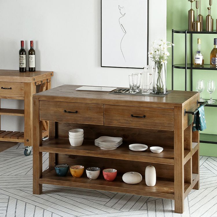 Tradizionale set di isole da cucina stazionaria set di cucina rettangolare in legno per uso domestico