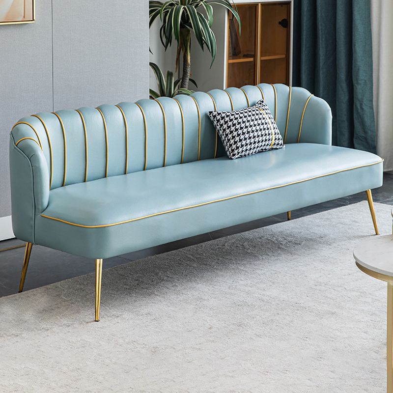 Faux Leather Modern Recessed Arm Sofa Standard Sofa with Sewn Pillow Back Clearhalo 'furn' 'furn_sofas' 'Furniture' 'furniture_sofas' 'Living Room Furniture' 'Sofa' 'sofas' 1200x1200_06a42c22-ed67-4b1f-bd1d-f91f117641a1