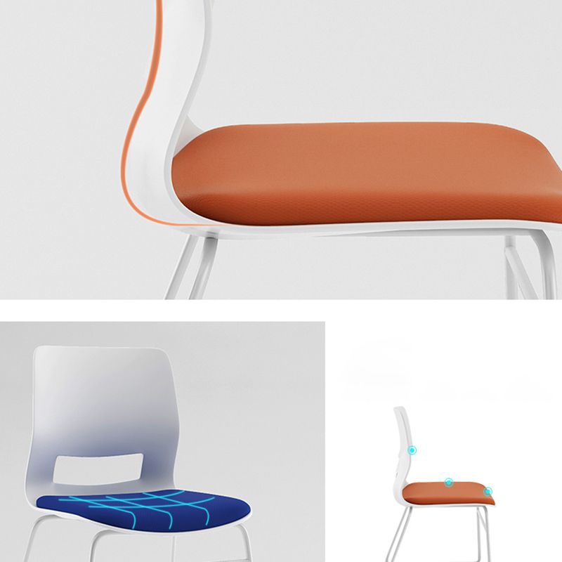 White Frame Conference Chair Contemporary Armless Chair mit Polster