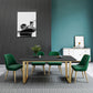 Glam Style Stone Top Table for Restaurant Rectangle Table with Gold Pedestal