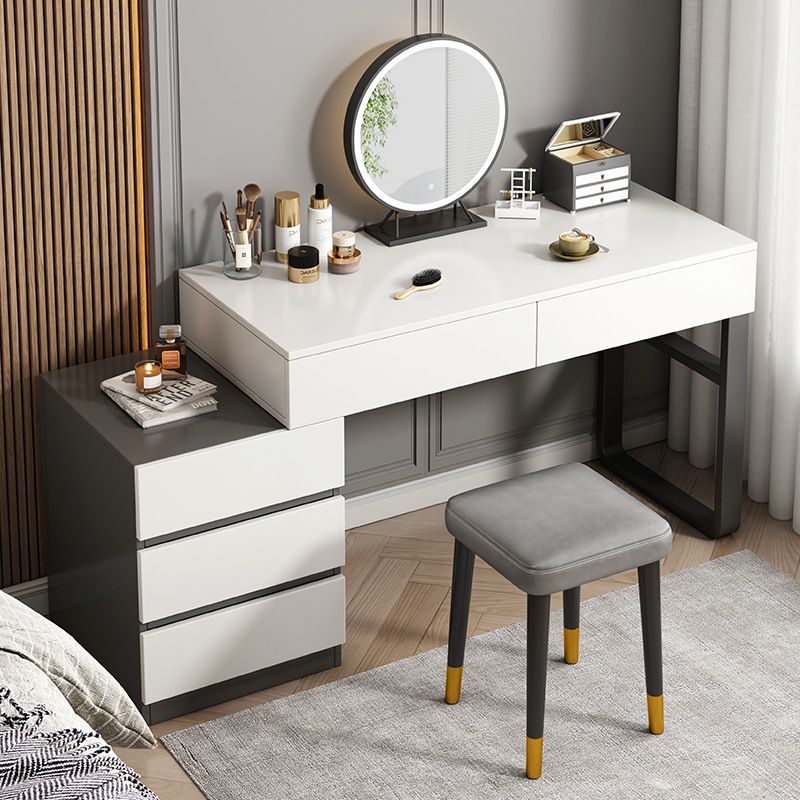 Modern Wooden Vanity Desk in White Modern with Drawers Dressing Table