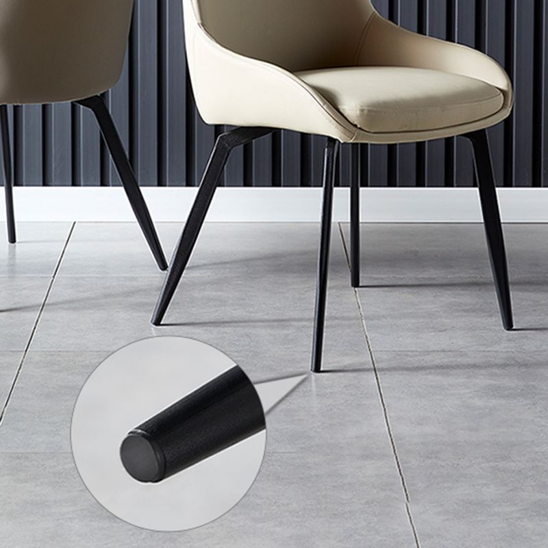 Modern Restaurant Leather Side Chair Matte Finish Parsons Dining Chair with Black Legs Clearhalo ' kitchen&dining_furn' 'Dining Chairs' 'Dining Tables & Seating' 'dining_chair' 'furn' 'furn_dining_chair' 'Furniture' 'furniture_dining_chair' 'Kitchen & Dining Furniture' 'kitchen' 1200x1200_06a86489-ed5f-42e1-b029-fa4c1c140620