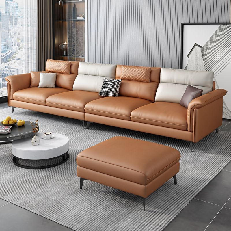 Contemporary Reversible Ottoman Sectional with Pillowed Back for Four People Clearhalo 'furn' 'furn_sectionals' 'Furniture' 'furniture_sectionals' 'kitchen' 'kitchen_sectionals' 'Living Room Furniture' 'Sectionals' 1200x1200_06aa653a-0e3c-4aa5-b7e4-d0382b70f410